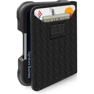 Leather Bifold Front Pocket Slim Wallet for Men, Aluminum Metal Men's Gift